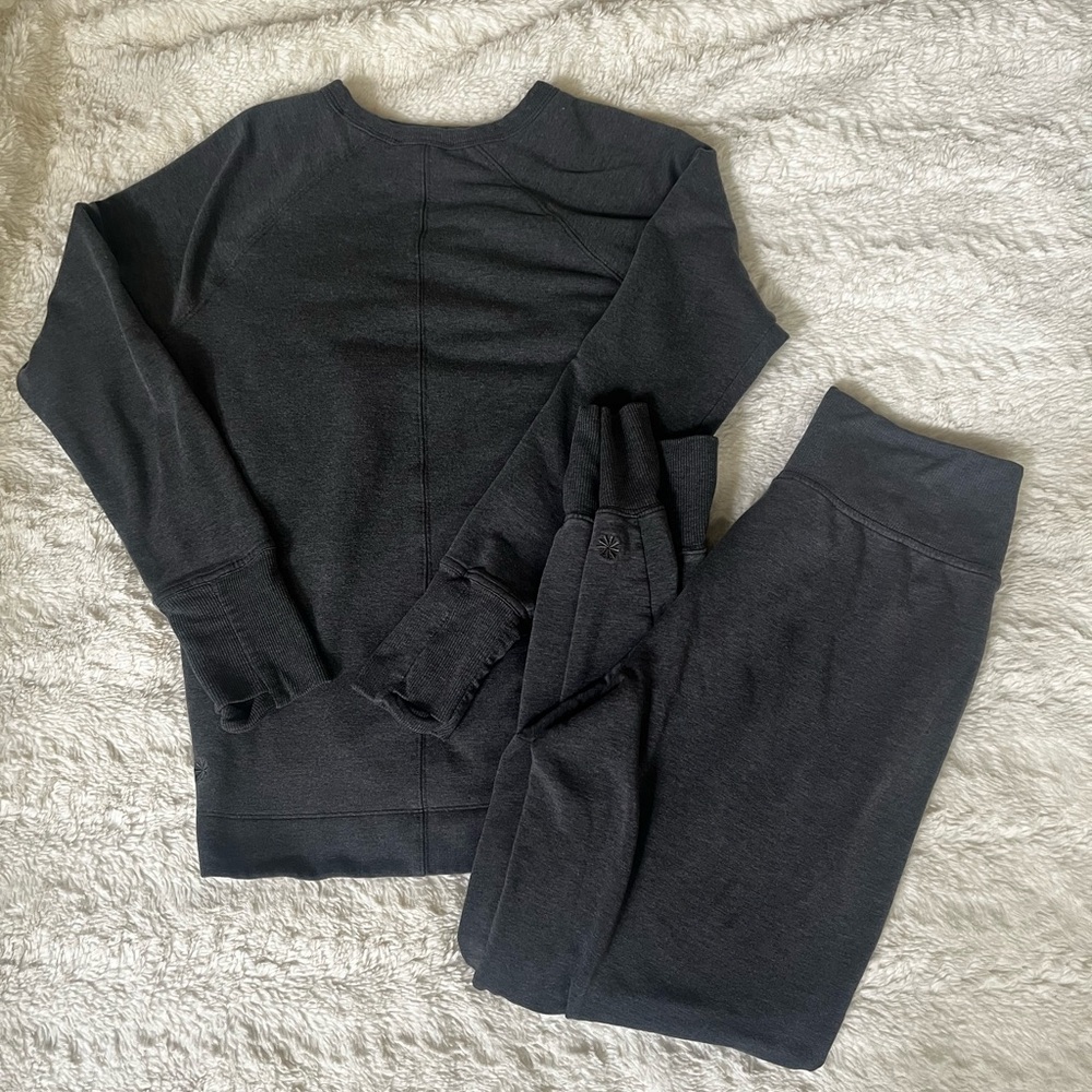 Athleta Coaster Luxe Sweatshirt & Jogger Set (Gray)